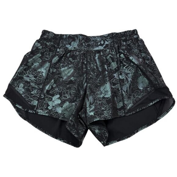 LULULEMON Hotty Hot Low-Rise Lined Short 4" Sz 6 Logo Flourish Iridescent Foil - Picture 6 of 10